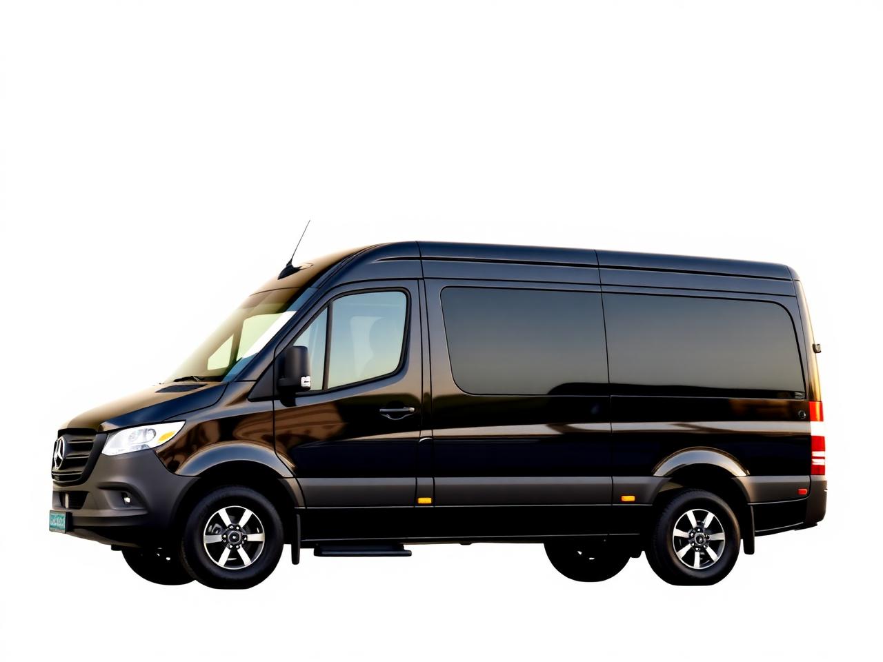 Black executive Sprinter van used for group transportation